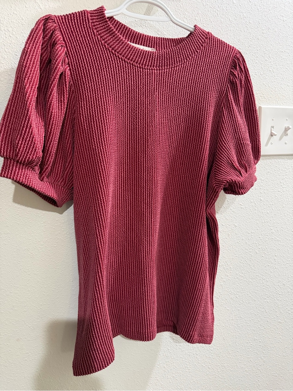 Zenana Women's Puff Sleeve Ribbed Top - New